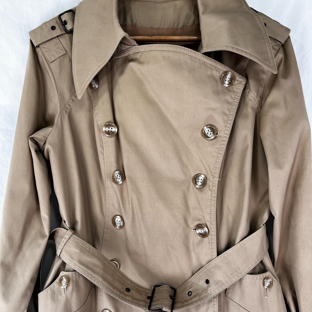 Vintage Trench Coat Women Medium Beige Fox Run By Little Foxes Int'l Yugoslavia - Picture 4 of 16